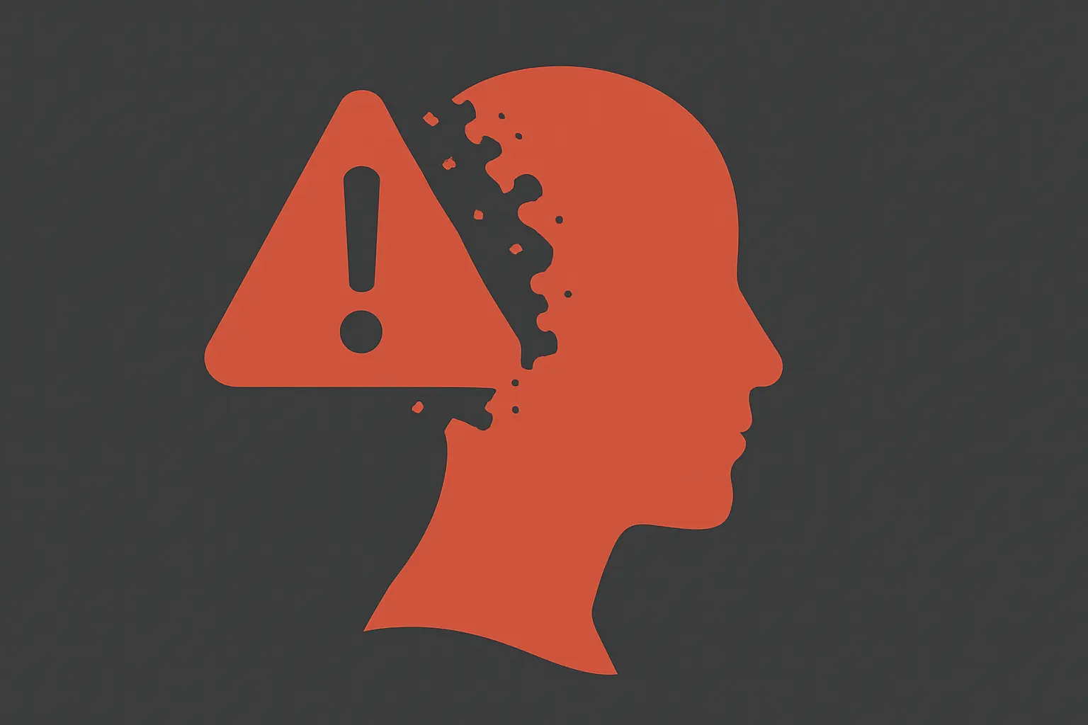 Warning Signs – Recognizing the Internal Alarms of Trauma Minimalist warning triangle dissolving into a human profile, symbolizing internal distress and the psychological impact of emotional abuse.