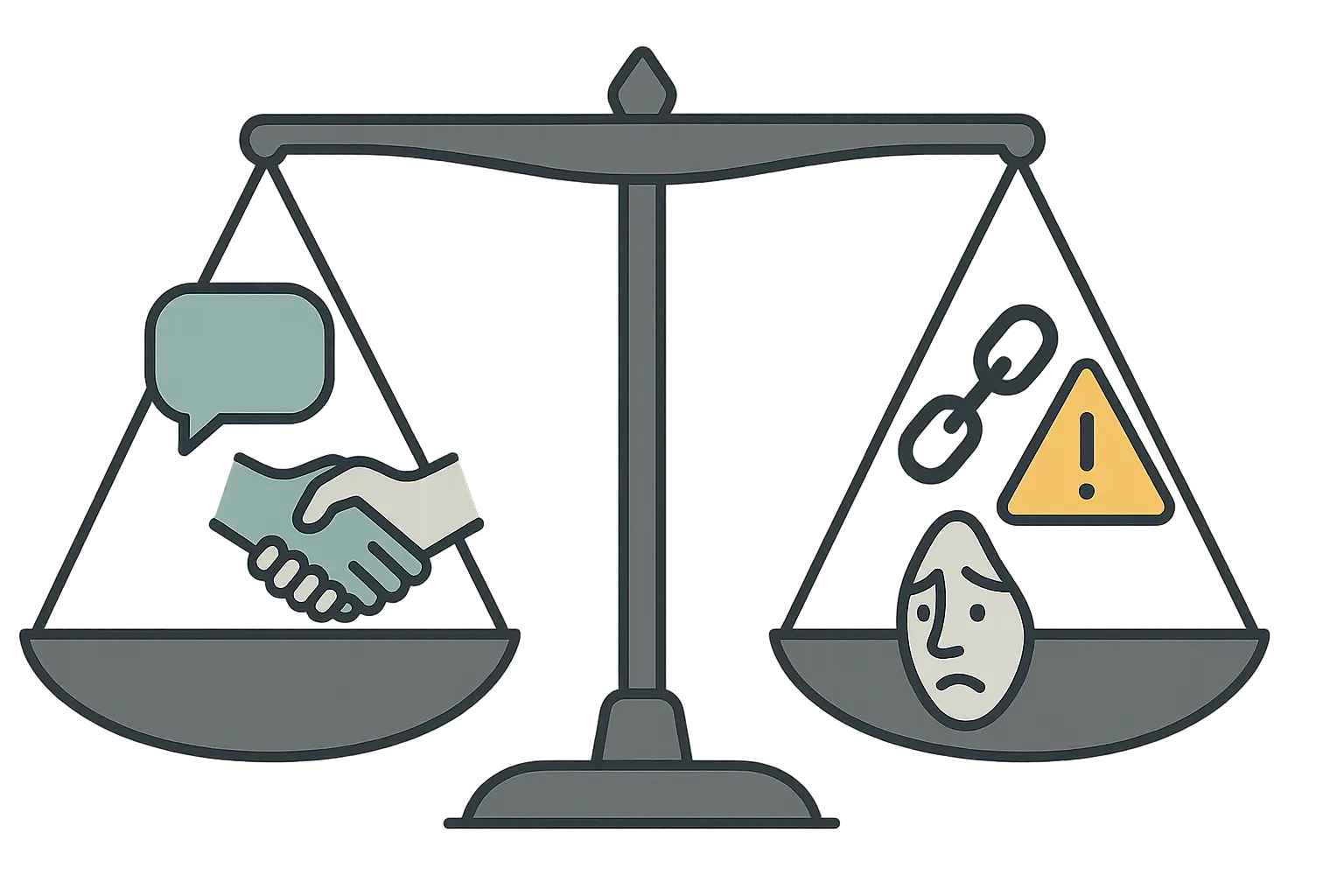 Weighing Conflict and Control in Relationships Abstract scale comparing tools of healthy communication and symbols of emotional abuse