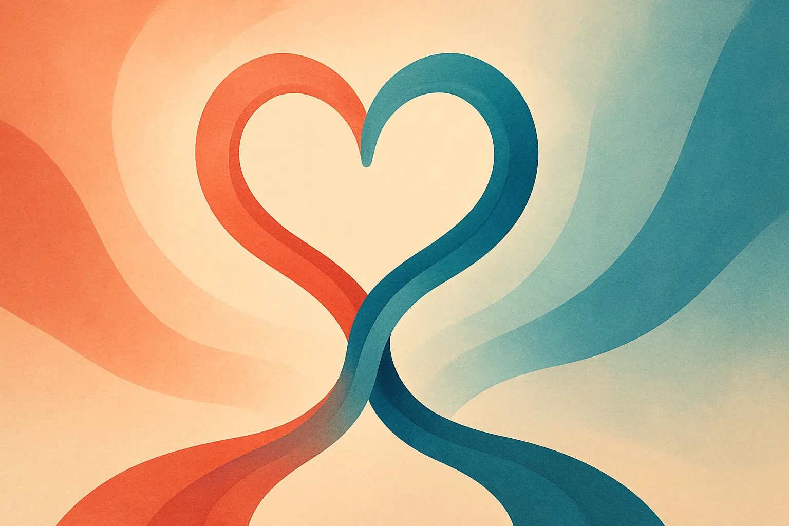 Abstract illustration of two intertwined paths forming a heart, symbolizing couples navigating challenges together in counseling.