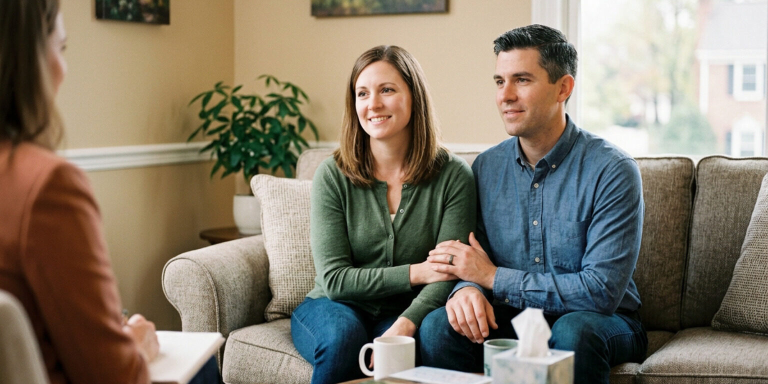 wexford-marriage-help-that-actually-works-image marriage help wexford pa couple talking warmly on couch
