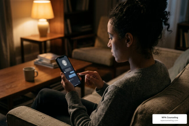 partner hiding phone screen displaying digital secrecy